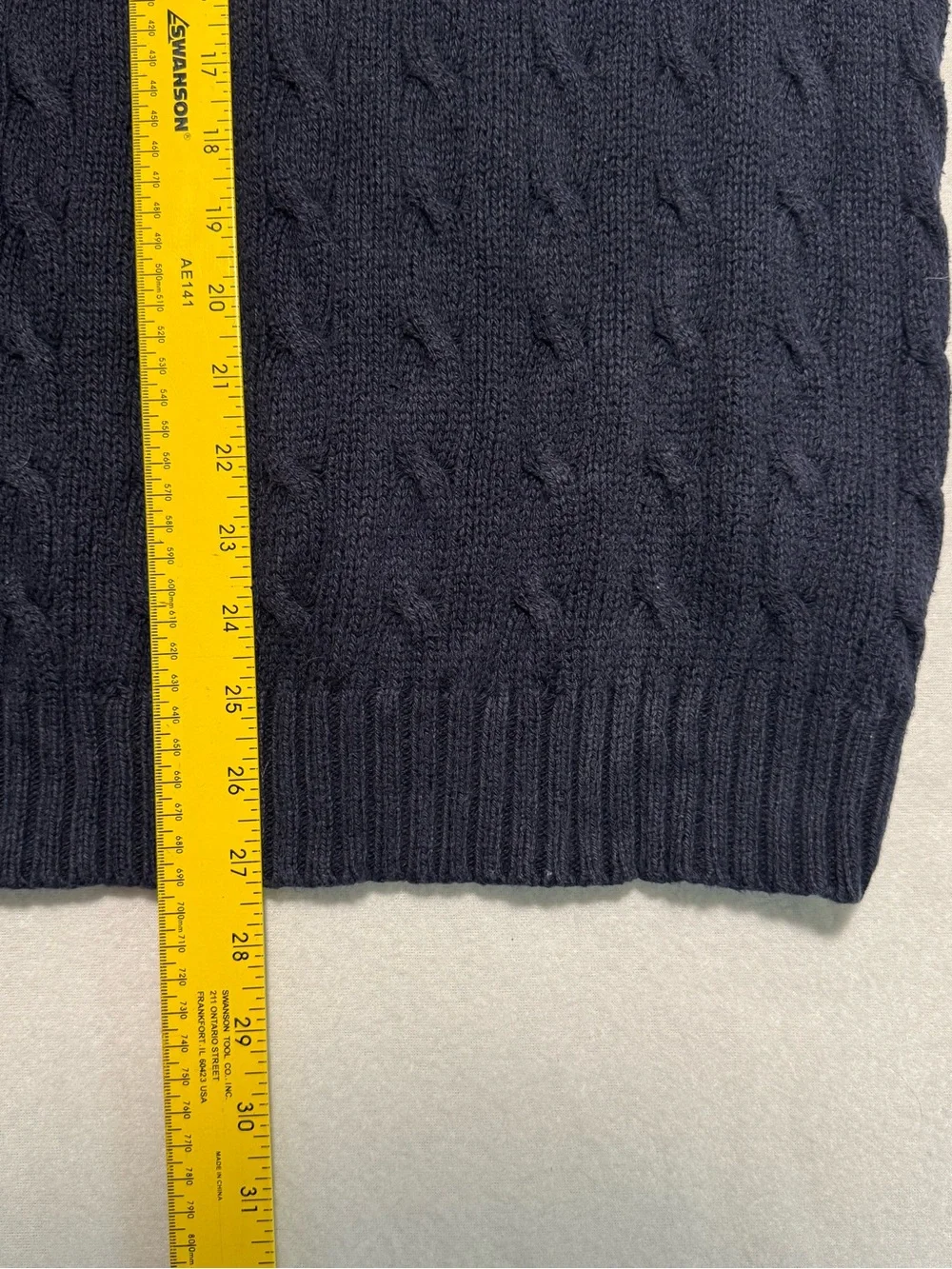 Polo Ralph Lauren Cable Knit Sweater Vest Navy Blue XL (fits M) Red Pony Cotton